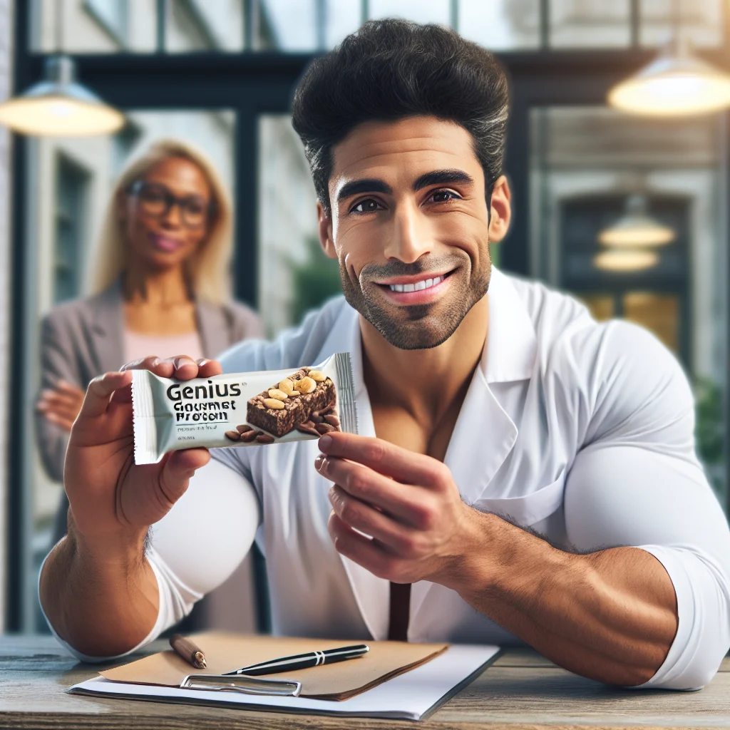 Genius Gourmet Protein Bar review showcasing its delicious flavor and nutritional benefits.